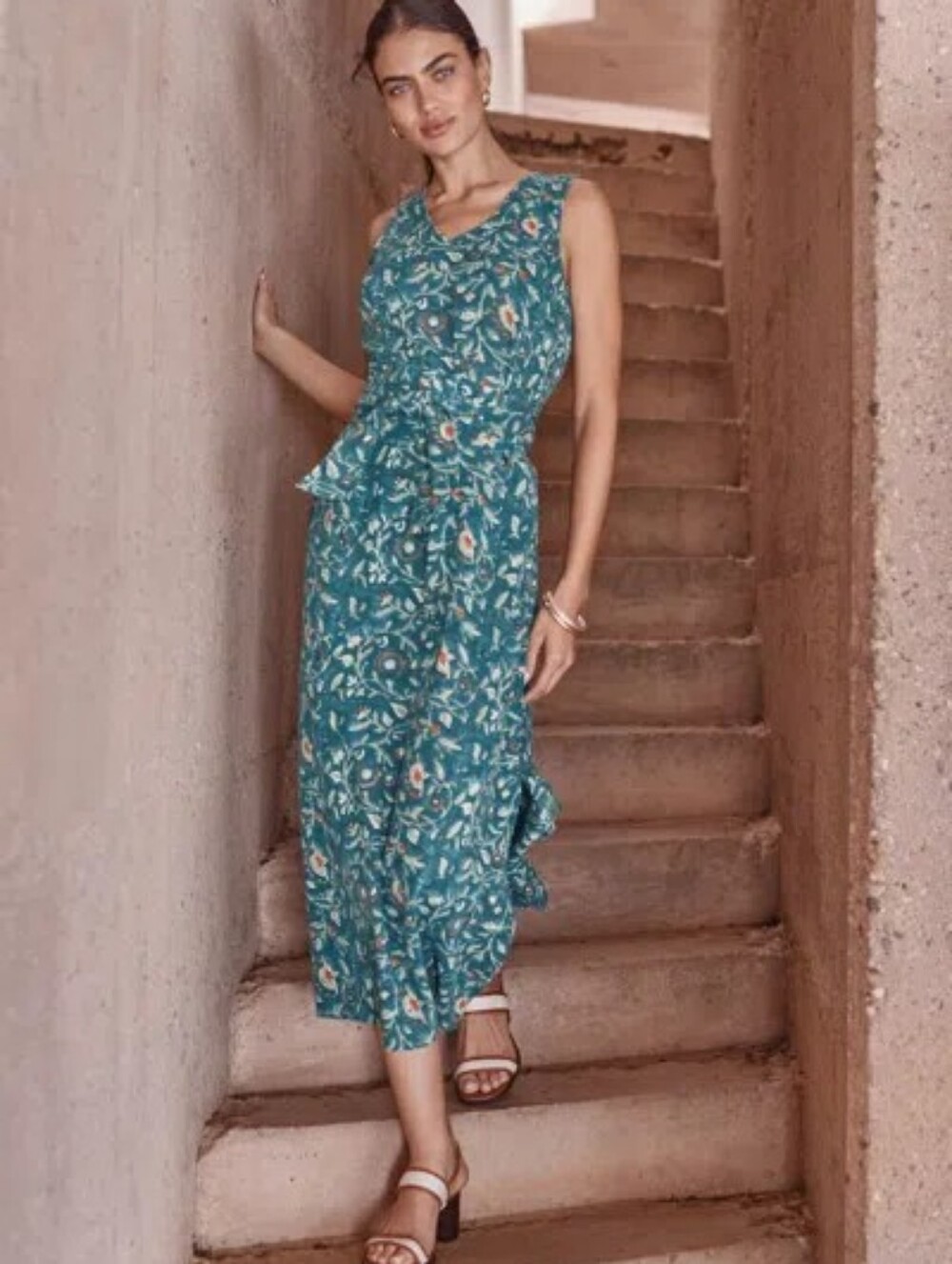 Pure Jill Block Tie Front Cotton Dress
